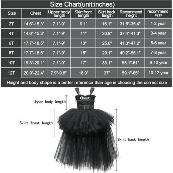 Black Tutu Dress for Girls Tulle‎ Dresses Halloween Fairy Dress for Kids Toddler - Picture 5 of 6